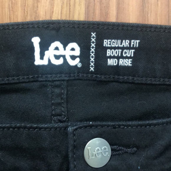 Lee Black Regular Fit Mid Rise Boot Cut Jeans Sz 14 - Picture 3 of 9